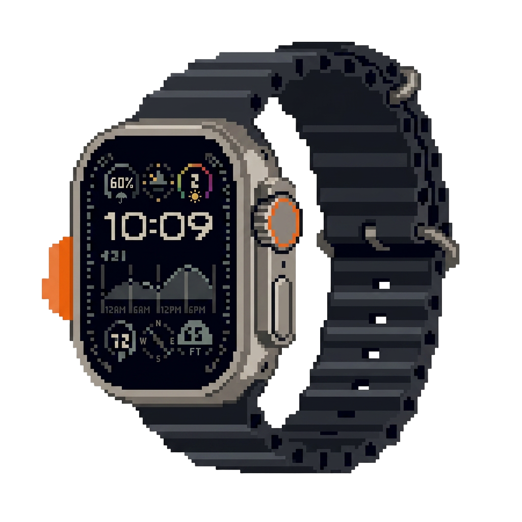 Pixel-art Apple Watch Ultra